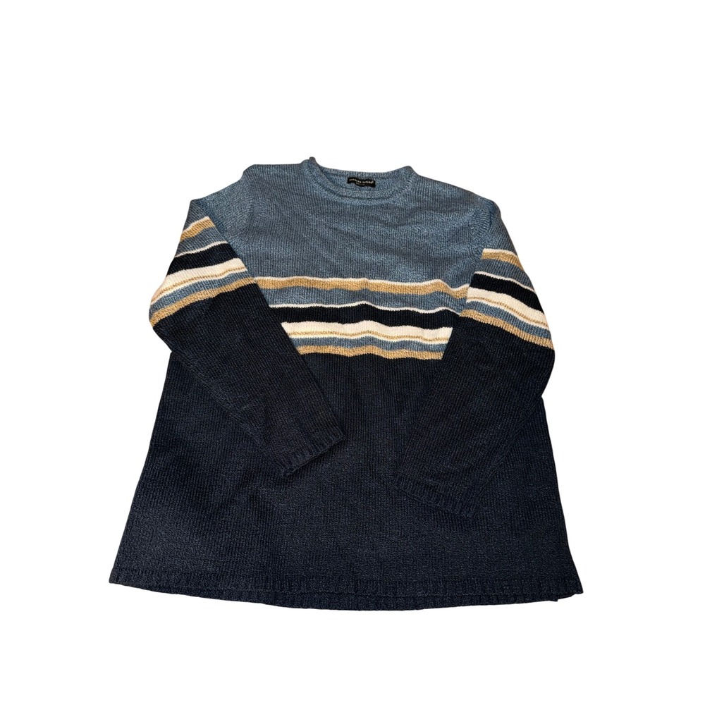 Carolyn Taylor Woman Blue Striped Colorblock Knit Pullover Sweater Plus‎ 1X
